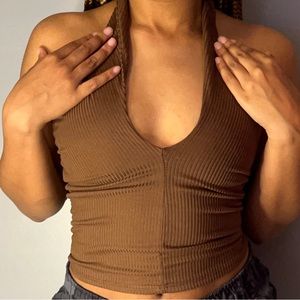 Thrifted Brown Halter Top